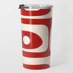 Retro Piquet Mid Century Modern Abstract Pattern in Red and Almond Cream Travel Mug Gallery Image 3