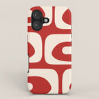 Retro Piquet Mid Century Modern Abstract Pattern in Red and Almond Cream iPhone Case Gallery Image 1