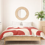 Retro Piquet Mid Century Modern Abstract Pattern in Red and Almond Cream Duvet Cover Gallery Image 3