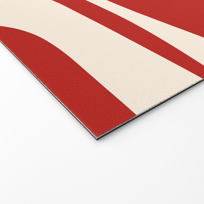 Retro Piquet Mid Century Modern Abstract Pattern in Red and Almond Cream Welcome Mat Gallery Image 2