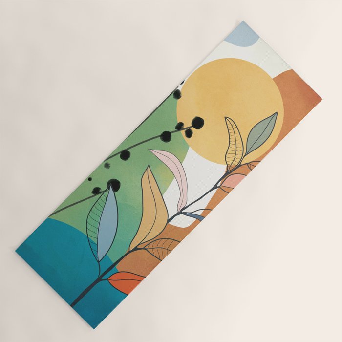 Modern abstract leaves line art 12 Yoga Mat Gallery Image 1