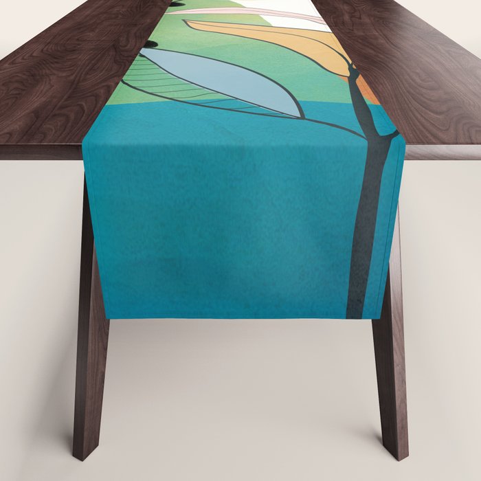 Modern abstract leaves line art 12 Table Runner Gallery Image 1