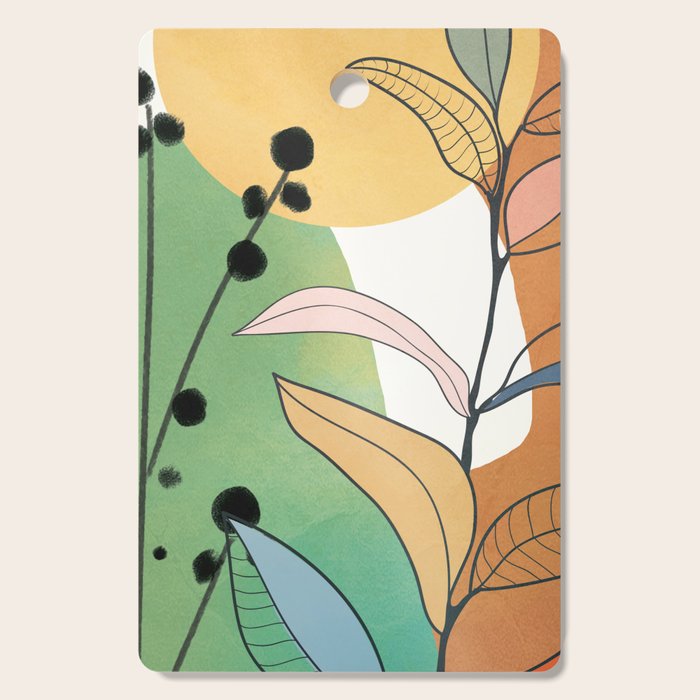 Modern abstract leaves line art 12 Cutting Board Gallery Image 1