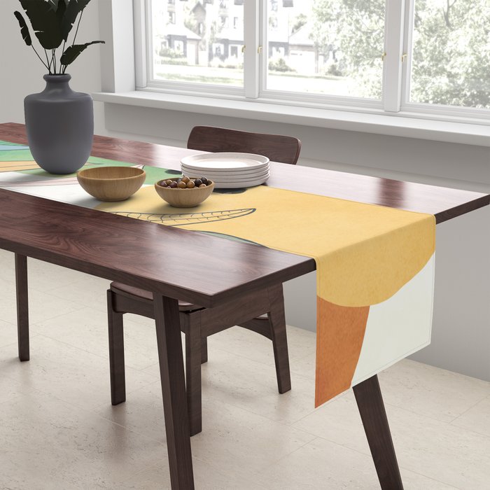 Modern abstract leaves line art 12 Table Runner Gallery Image 2