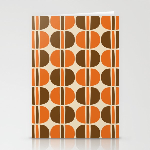 Mid Century Modern Geometric Pattern 127 Autumn Brown and Orange Stationery Card Gallery Image 2