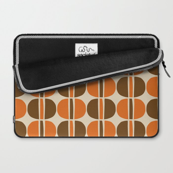 Mid Century Modern Geometric Pattern 127 Autumn Brown and Orange Laptop Sleeve Gallery Image 2