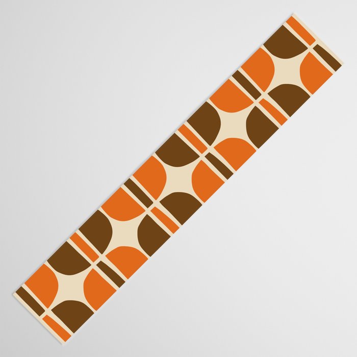 Mid Century Modern Geometric Pattern 127 Autumn Brown and Orange Table Runner Gallery Image 3