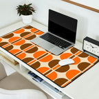 Mid Century Modern Geometric Pattern 127 Autumn Brown and Orange Desk Mat Gallery Image 2