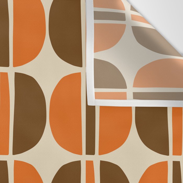 Mid Century Modern Geometric Pattern 127 Autumn Brown and Orange Wall Tapestry Gallery Image 3