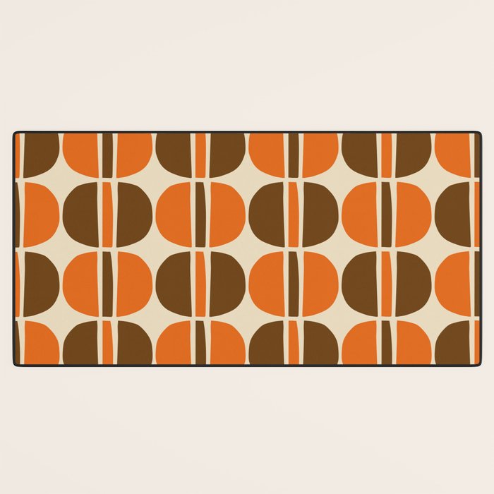Mid Century Modern Geometric Pattern 127 Autumn Brown and Orange Desk Mat Gallery Image 3