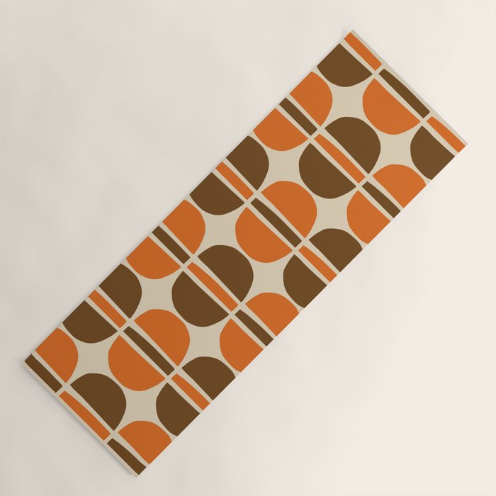 Mid Century Modern Geometric Pattern 127 Autumn Brown and Orange Yoga Mat Gallery Image 1