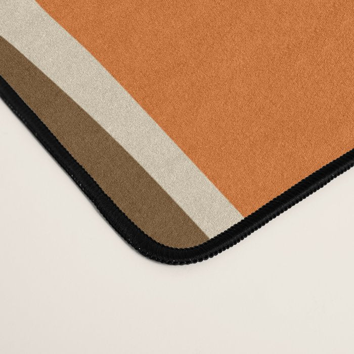 Mid Century Modern Geometric Pattern 127 Autumn Brown and Orange Desk Mat Gallery Image 4