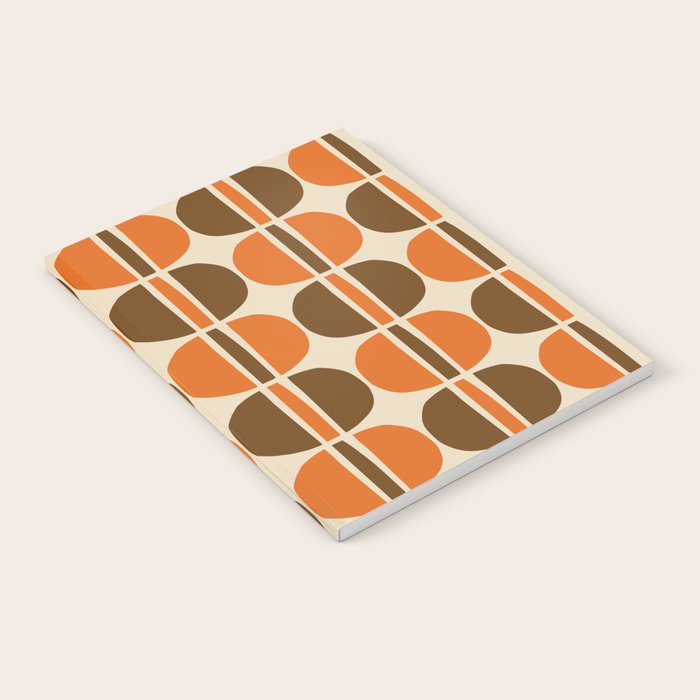 Mid Century Modern Geometric Pattern 127 Autumn Brown and Orange Notebook Gallery Image 2