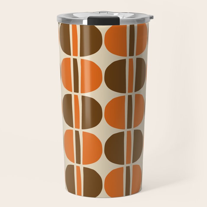 Mid Century Modern Geometric Pattern 127 Autumn Brown and Orange Travel Mug Gallery Image 1