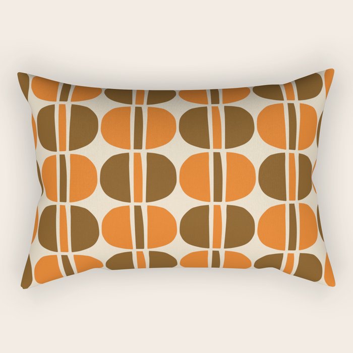 Mid Century Modern Geometric Pattern 127 Autumn Brown and Orange Rectangular Pillow Gallery Image 2