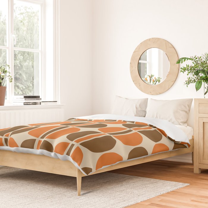 Mid Century Modern Geometric Pattern 127 Autumn Brown and Orange Duvet Cover Gallery Image 2