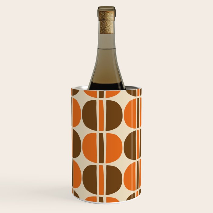 Mid Century Modern Geometric Pattern 127 Autumn Brown and Orange Wine Chiller Gallery Image 2