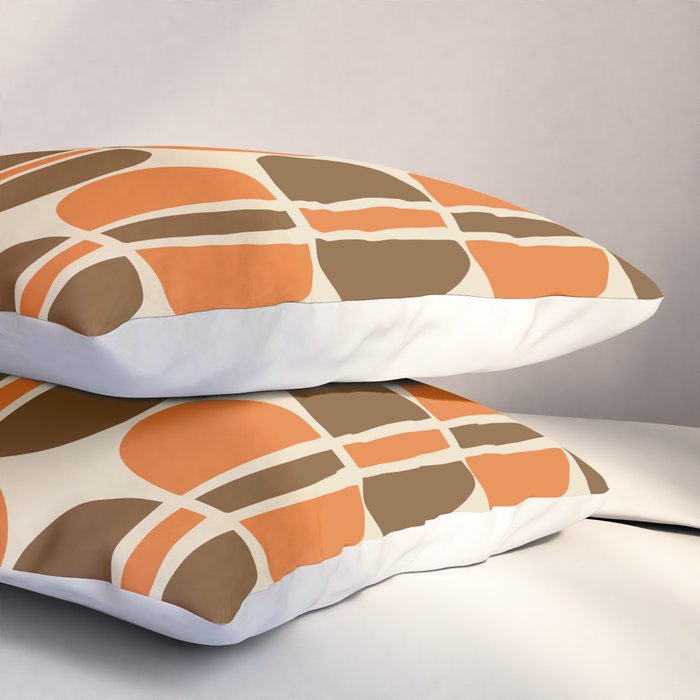 Mid Century Modern Geometric Pattern 127 Autumn Brown and Orange Pillow Sham Gallery Image 3