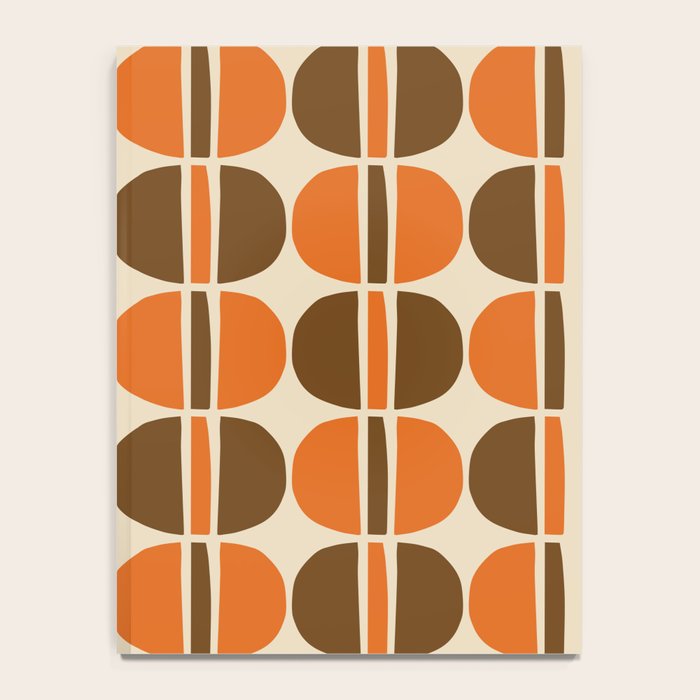 Mid Century Modern Geometric Pattern 127 Autumn Brown and Orange Notebook Gallery Image 4