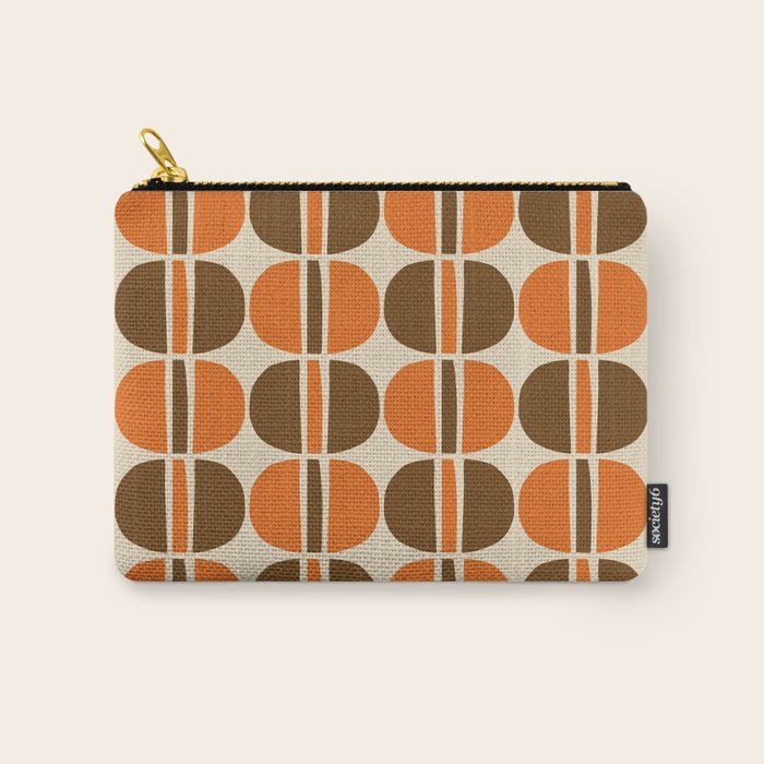 Mid Century Modern Geometric Pattern 127 Autumn Brown and Orange Carry All Pouch Gallery Image 1