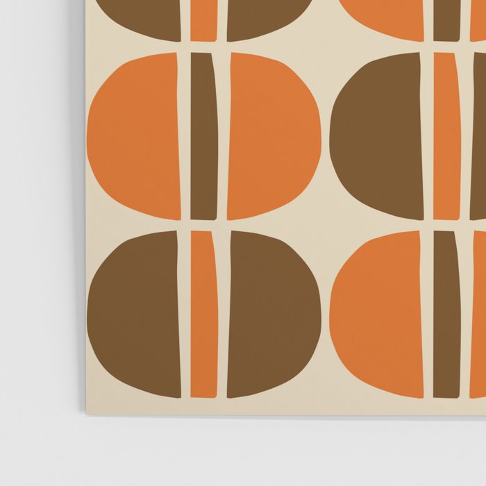 Mid Century Modern Geometric Pattern 127 Autumn Brown and Orange Poster Gallery Image 3