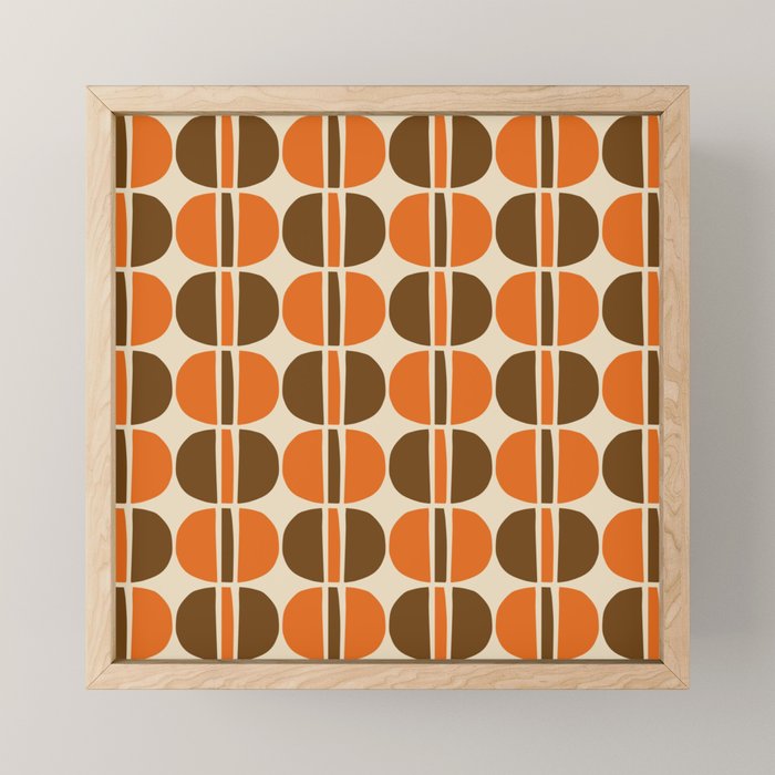 Mid Century Modern Geometric Pattern 127 Autumn Brown and Orange Mini Art Print Gallery Image 1