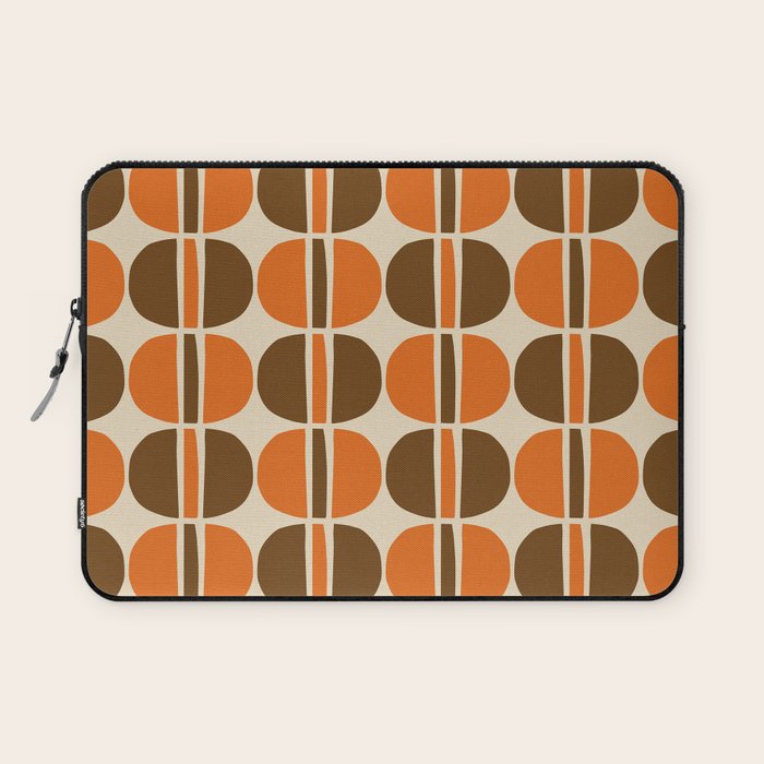 Mid Century Modern Geometric Pattern 127 Autumn Brown and Orange Laptop Sleeve Gallery Image 1