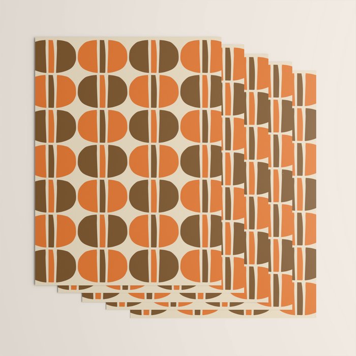 Mid Century Modern Geometric Pattern 127 Autumn Brown and Orange Wrapping Paper Gallery Image 3