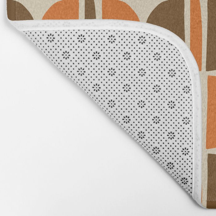 Mid Century Modern Geometric Pattern 127 Autumn Brown and Orange Bath Mat Gallery Image 2