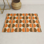 Mid Century Modern Geometric Pattern 127 Autumn Brown and Orange Rug Gallery Image 1