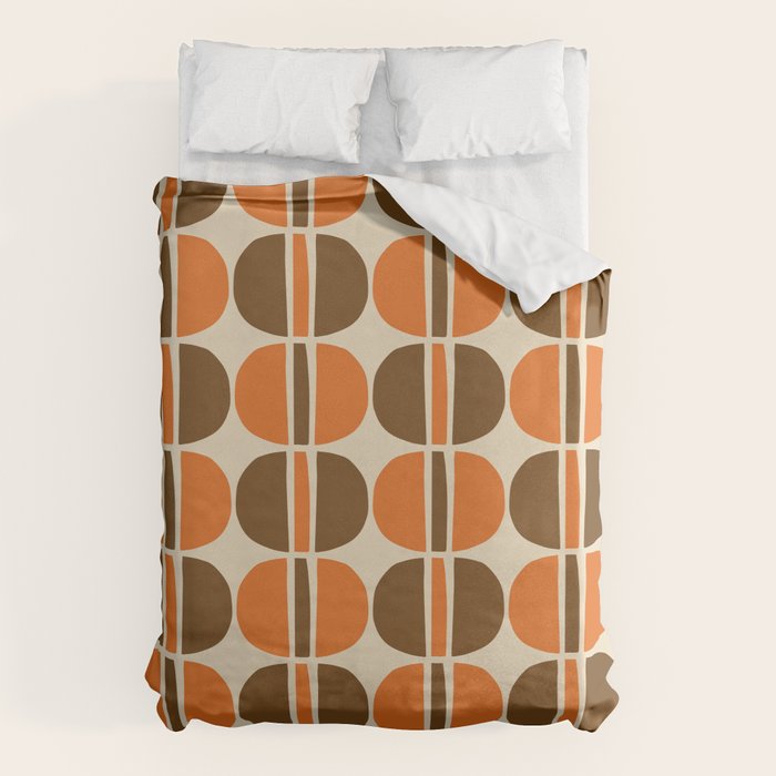 Mid Century Modern Geometric Pattern 127 Autumn Brown and Orange Duvet Cover Gallery Image 6