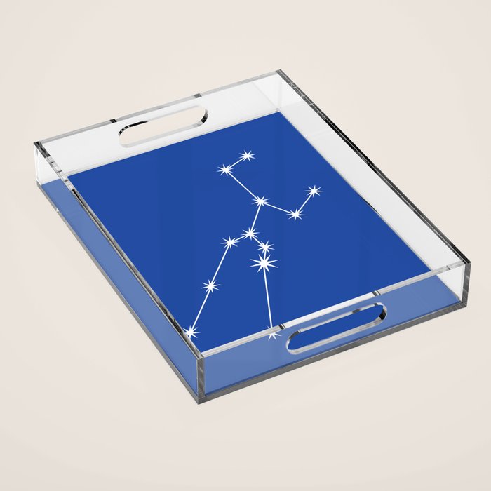 Taurus Zodiac Star Constellation Line Art Vibrant Blue Acrylic Tray Gallery Image 1
