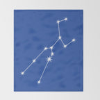 Taurus Zodiac Star Constellation Line Art Vibrant Blue Throw Blanket Gallery Image 2