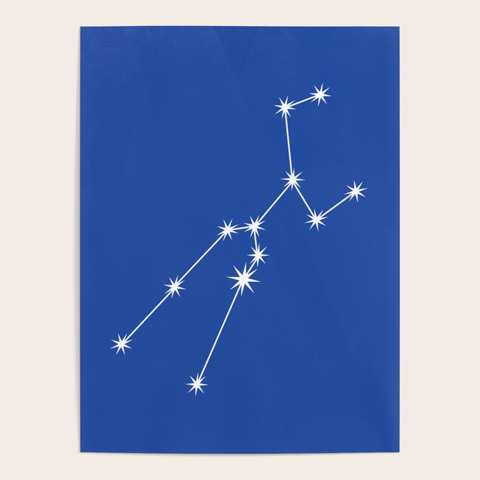 Taurus Zodiac Star Constellation Line Art Vibrant Blue Poster Gallery Image 4
