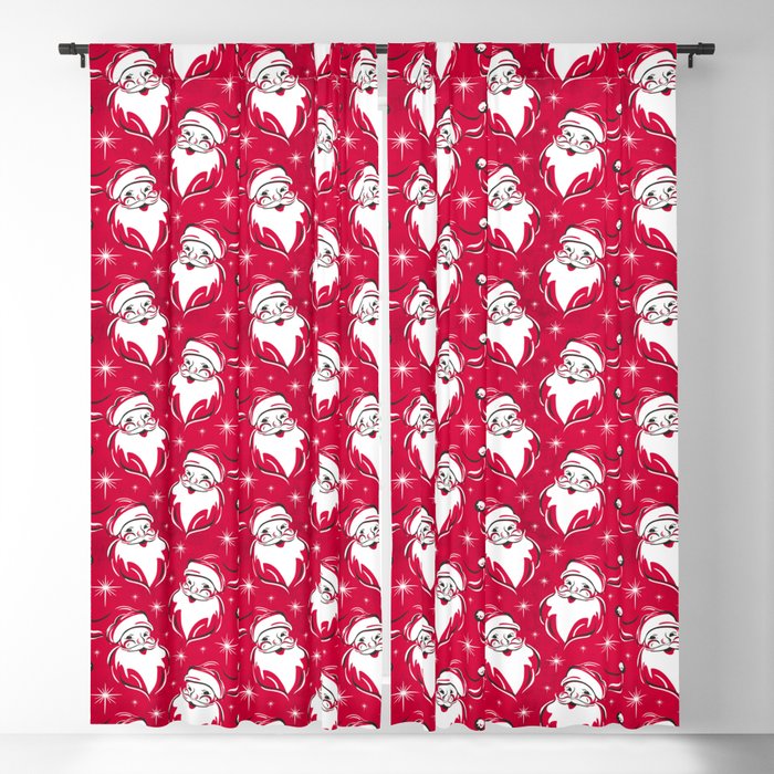 'Tis The Season Retro Santa Red White Pattern Window Curtain Gallery Image 5