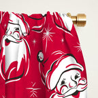 'Tis The Season Retro Santa Red White Pattern Window Curtain Gallery Image 2