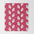 'Tis The Season Retro Santa Red White Pattern Throw Blanket Gallery Image 2