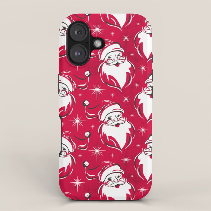 'Tis The Season Retro Santa Red White Pattern iPhone Case Gallery Image 1