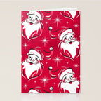 'Tis The Season Retro Santa Red White Pattern Stationery Card Gallery Image 2