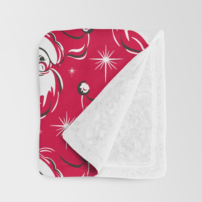 'Tis The Season Retro Santa Red White Pattern Throw Blanket Gallery Image 3
