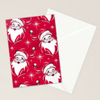 'Tis The Season Retro Santa Red White Pattern Stationery Card Gallery Image 2