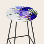 Garden Irises, Blue Purple Floral Design Stool Gallery Image 2