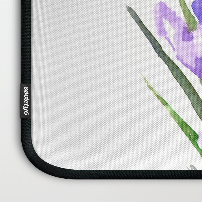 Garden Irises, Blue Purple Floral Design Laptop Sleeve Gallery Image 3