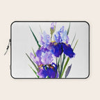 Garden Irises, Blue Purple Floral Design Laptop Sleeve Gallery Image 1