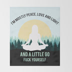 I'm Mostly Peace, Love And Light And A Little Go Fuck Yourself Funny Saying Throw Blanket Gallery Image 2