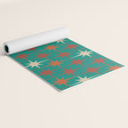 Atomic Age Retro Starburst Mid-century Modern Pattern in Mid Mod Orange, Beige, and Teal Yoga Mat Gallery Image 2