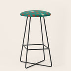 Atomic Age Retro Starburst Mid-century Modern Pattern in Mid Mod Orange, Beige, and Teal Stool Gallery Image 1