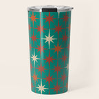 Atomic Age Retro Starburst Mid-century Modern Pattern in Mid Mod Orange, Beige, and Teal Travel Mug Gallery Image 1