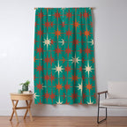 Atomic Age Retro Starburst Mid-century Modern Pattern in Mid Mod Orange, Beige, and Teal Window Curtain Gallery Image 5