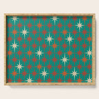 Atomic Age Retro Starburst Mid-century Modern Pattern in Mid Mod Orange, Beige, and Teal Serving Tray Gallery Image 1